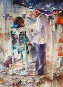 Pawel Gladkow - Purple Rain, watercolor on paper 26 x 36 cm, 2018