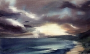 Seascape, watercolor on canvas 44,0 x 26,5 cm, 2007