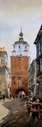 Brama Krakowska w Lublinie akwarela 25x65 cm