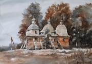 cerkiew w Bruśnie Starym akwarela 50x35 cm