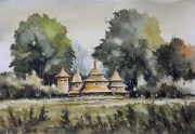 cerkiew w Gorajcu akwarela 50x35 cm