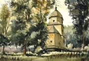 cerkiew w Korczminie akwarela 50x35 cm